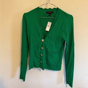 Ann Taylor Green Cardigan Sweater with V-Neck